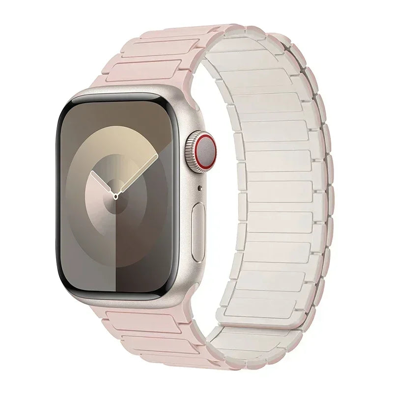 Магнитный сменный ремешок для Apple Watch розово-белый