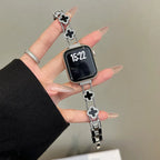 Сменный ремешок для Apple Watch — дизайн в виде трилистника, серебристо-чёрный