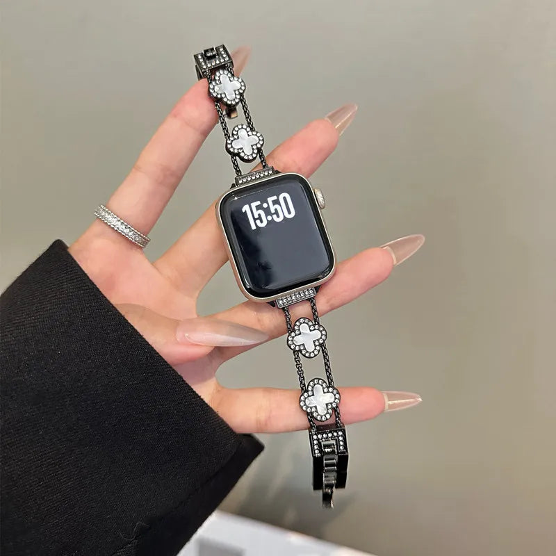 Сменный ремешок для Apple Watch — дизайн в виде трилистника, чёрный
