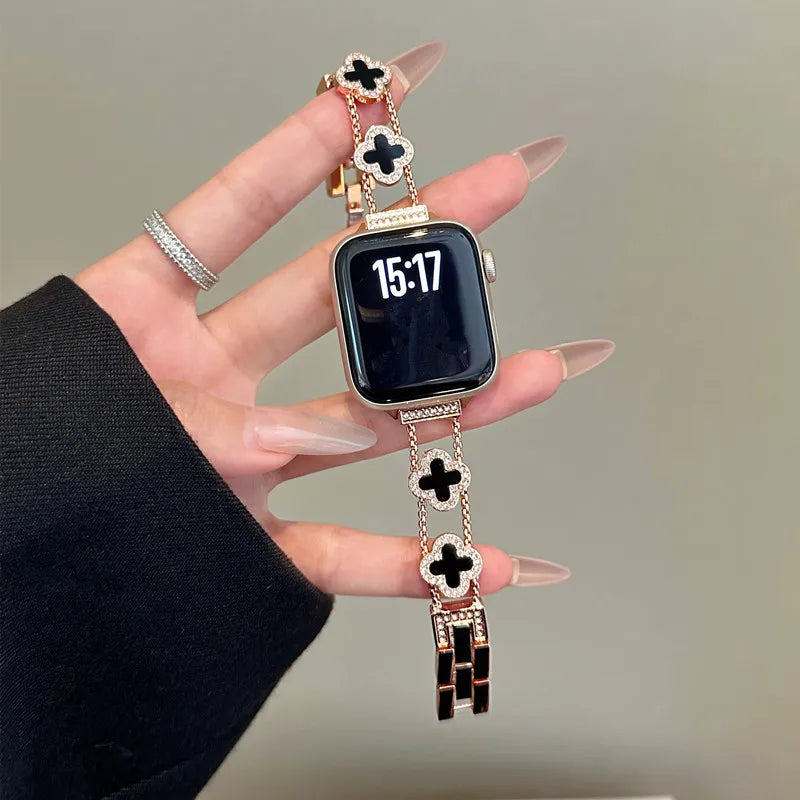 Replacement band for Apple Watch - rose gold clover design