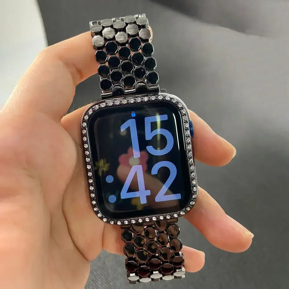 Replacement bracelet for Apple Watch in stainless steel - women's black