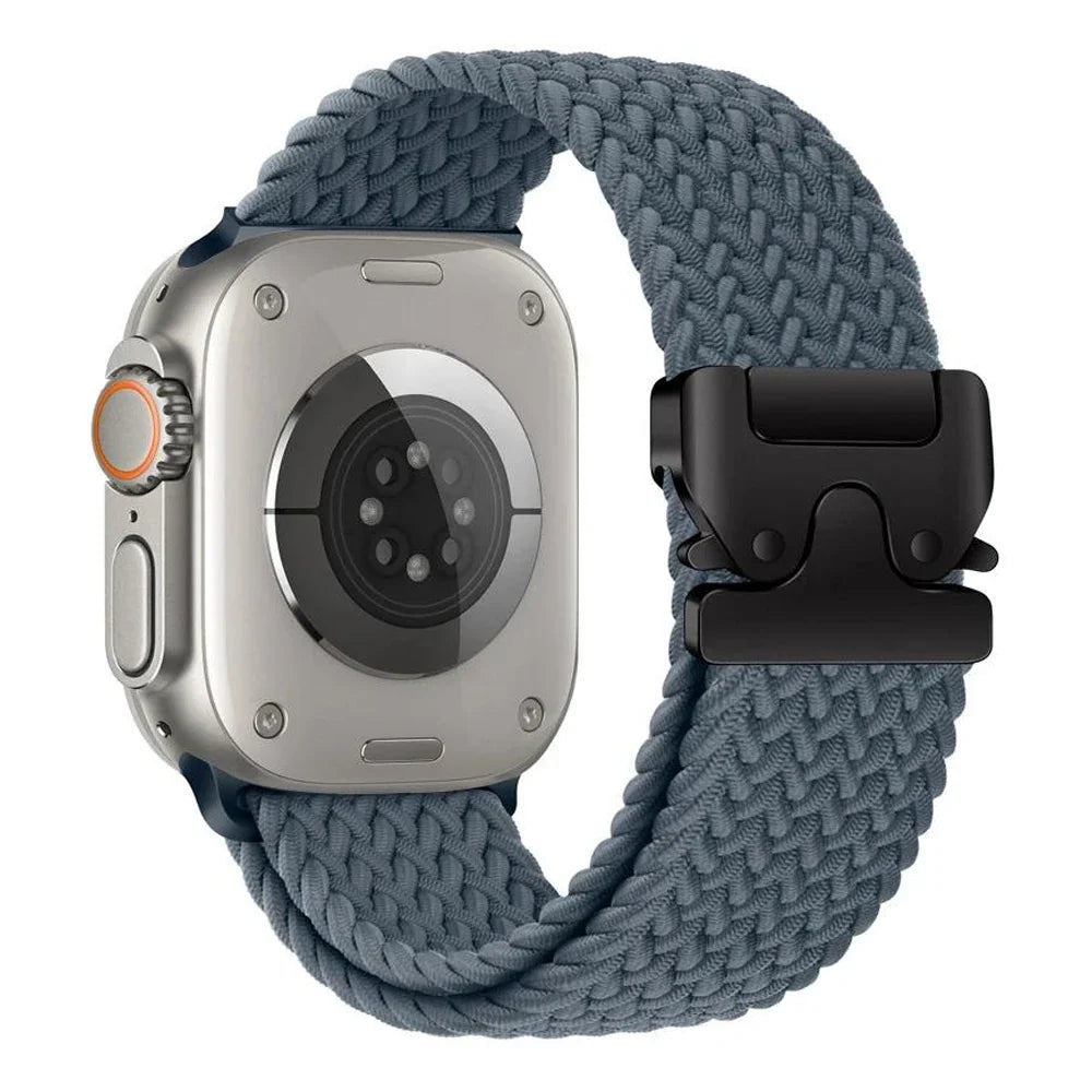 Replacement Apple Watch strap in blue-gray parachute cord