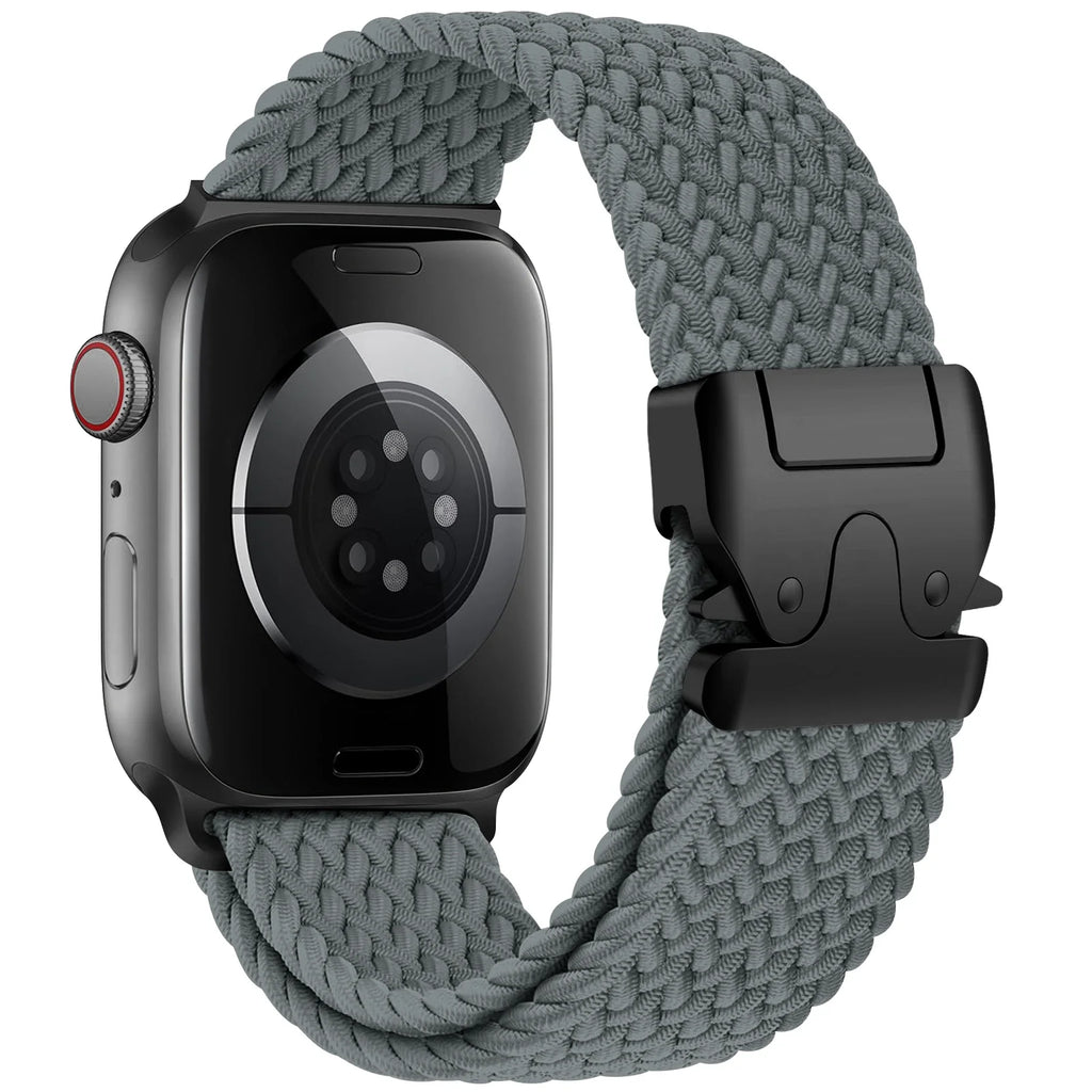 Replacement Apple Watch strap in gray parachute cord