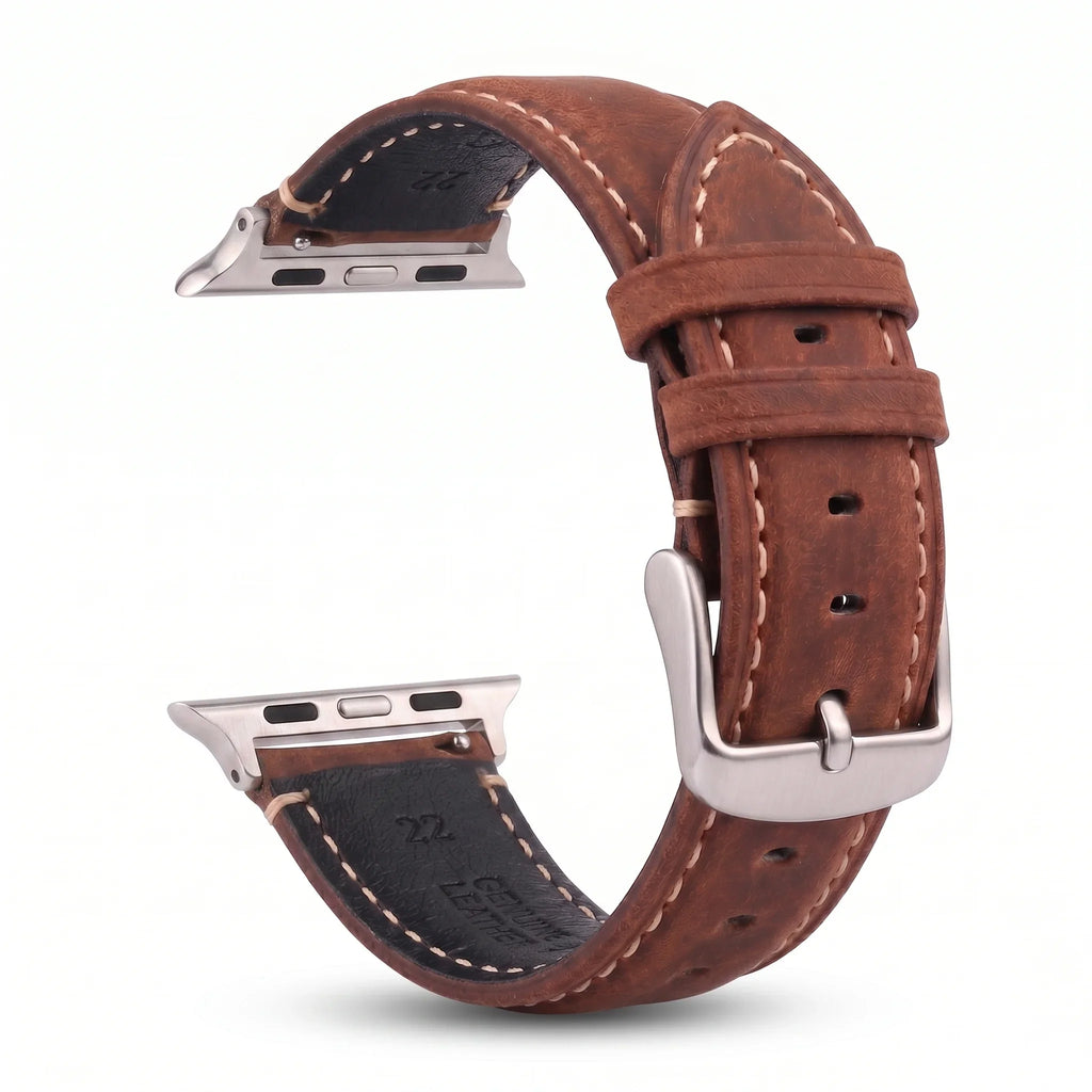 Классический коричнево-серебристый кожаный сменный ремешок для Apple Watch