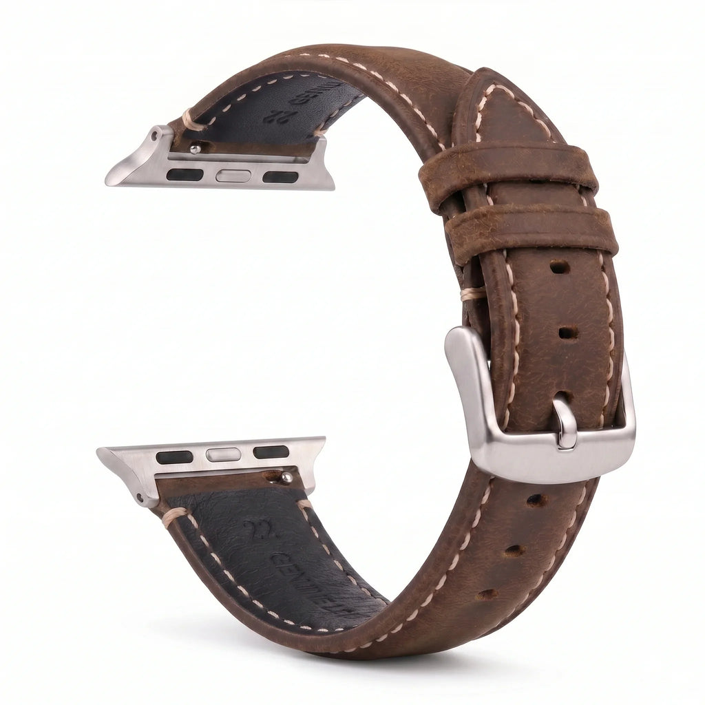 Классический коричнево-серебристый кожаный сменный ремешок для Apple Watch