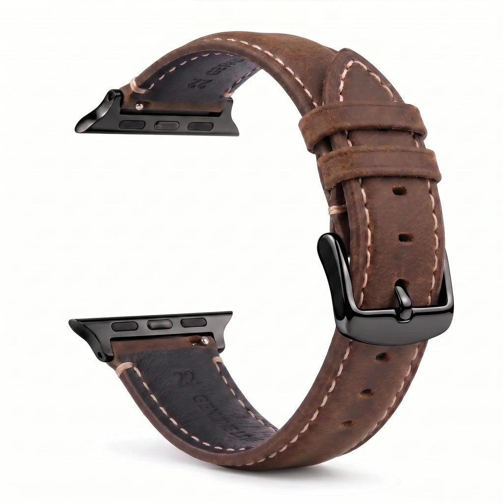 Классический чёрно-коричневый кожаный сменный ремешок для Apple Watch