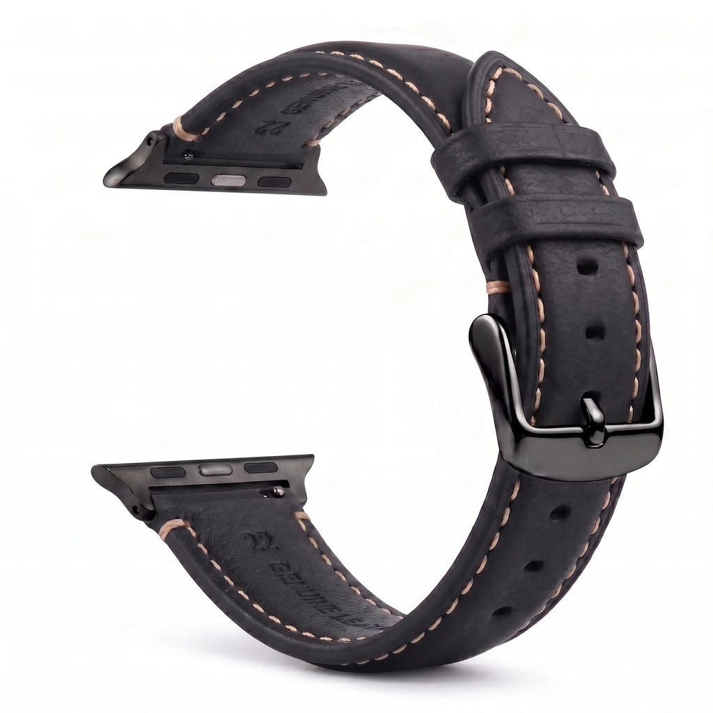 Классический кожаный сменный ремешок для Apple Watch, чёрный