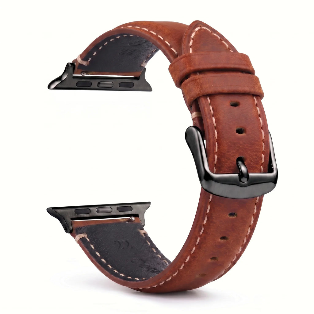 Классический чёрно-коричневый кожаный сменный ремешок для Apple Watch