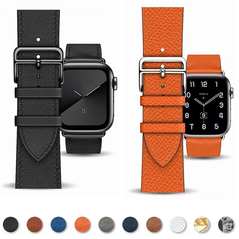 سوار بديل لساعة Apple Watch من الجلد للنساء والرجال