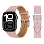 سوار بديل لساعة Apple Watch من الجلد للنساء والرجال باللون الوردي