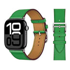 سوار بديل لساعة Apple Watch من الجلد للنساء والرجال باللون الأخضر