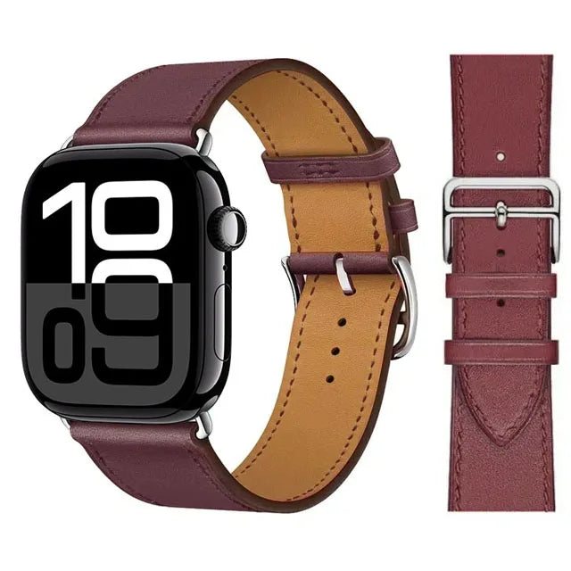 سوار بديل لساعة Apple Watch من الجلد للنساء والرجال باللون البنفسجي
