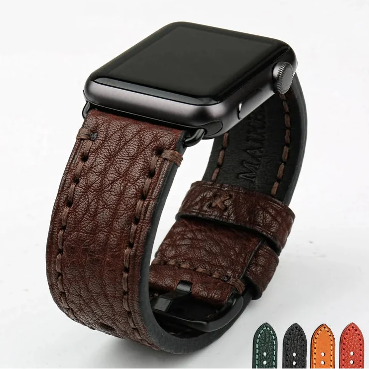 Сменный ремешок для Apple Watch из состаренной коричневой кожи