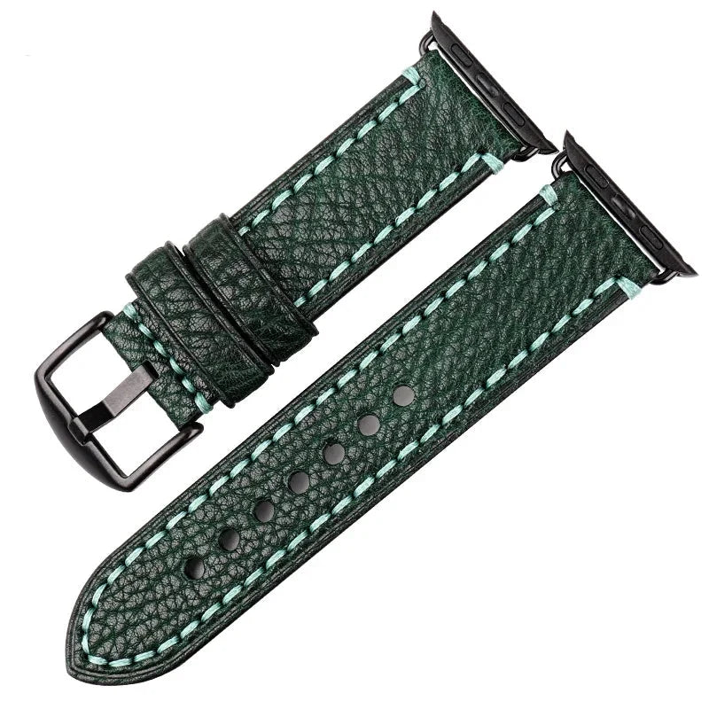 Replacement strap for Apple Watch in green distressed leather