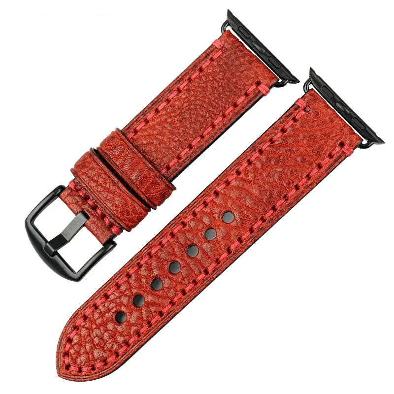 Replacement strap for Apple Watch in red distressed leather
