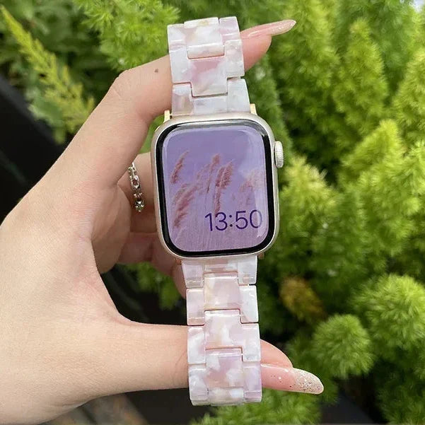 Сменный ремешок для Apple Watch из смолы, бело-розовый