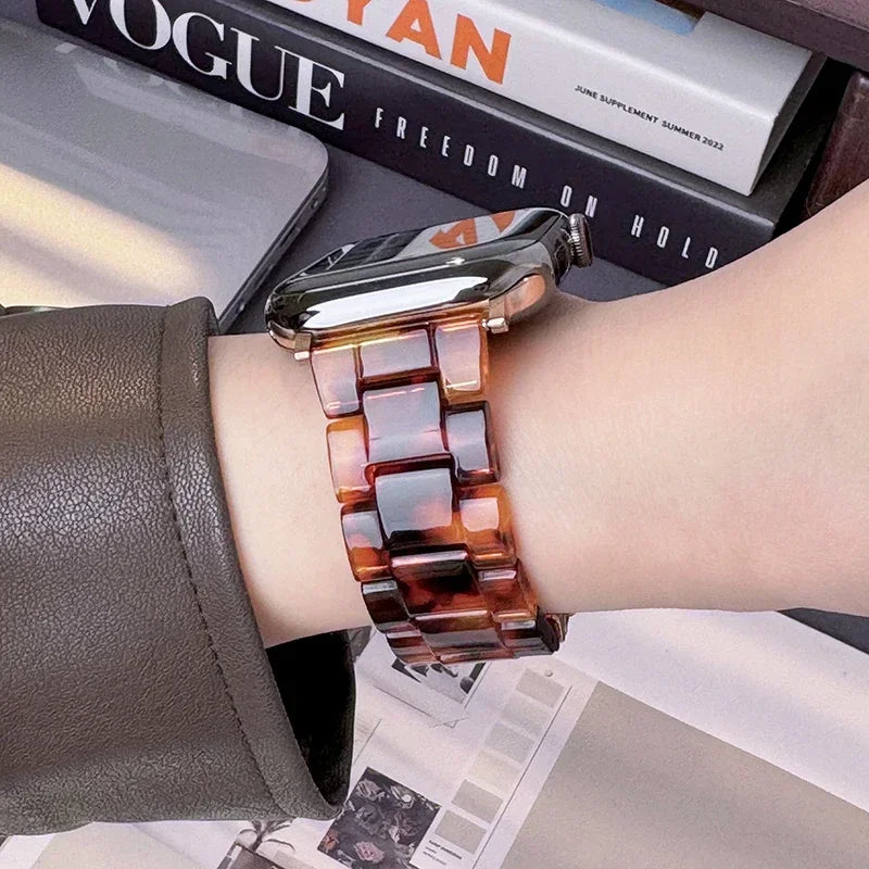 Replacement Apple Watch band in brown resin