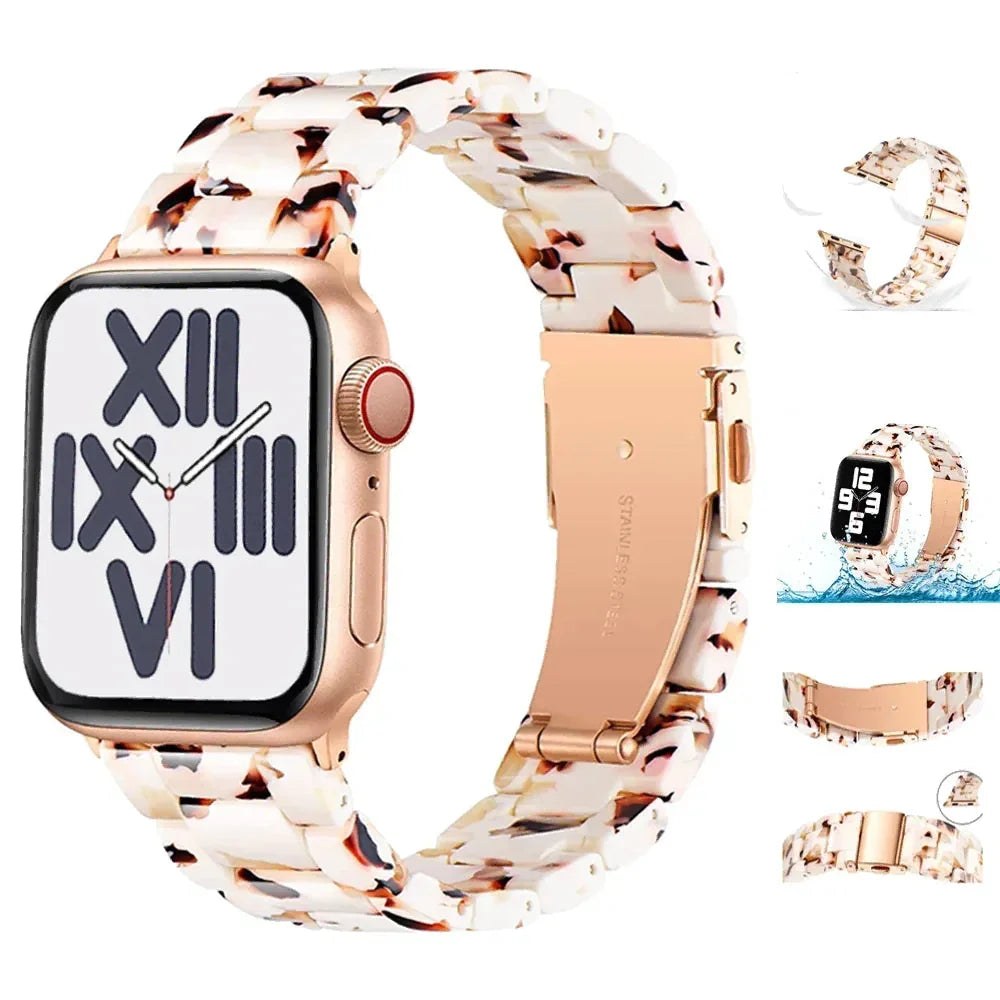 Сменный ремешок для Apple Watch из смолы, бело-коричневый
