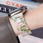 Сменный ремешок для Apple Watch из смолы, зелёно-розовый