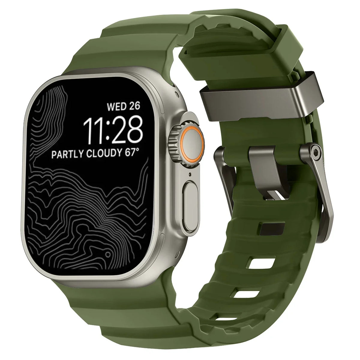 Thick green silicone replacement band for Apple Watch