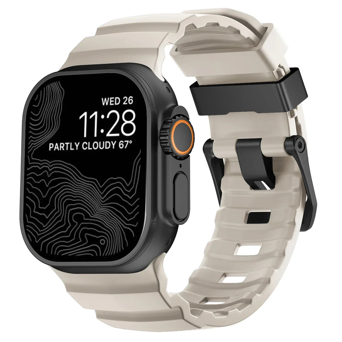 Thick white silicone replacement band for Apple Watch
