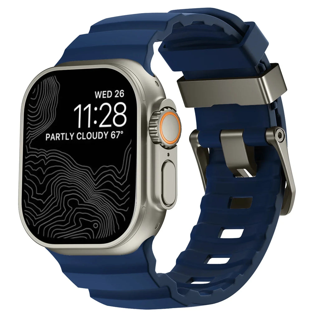 Толстый синий силиконовый сменный ремешок для Apple Watch