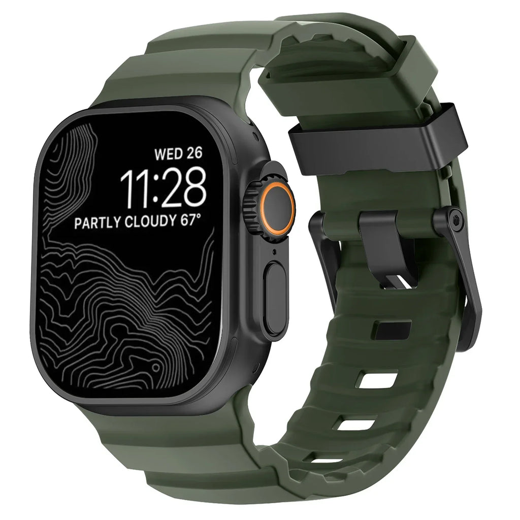 Толстый зелено-черный силиконовый сменный ремешок для Apple Watch