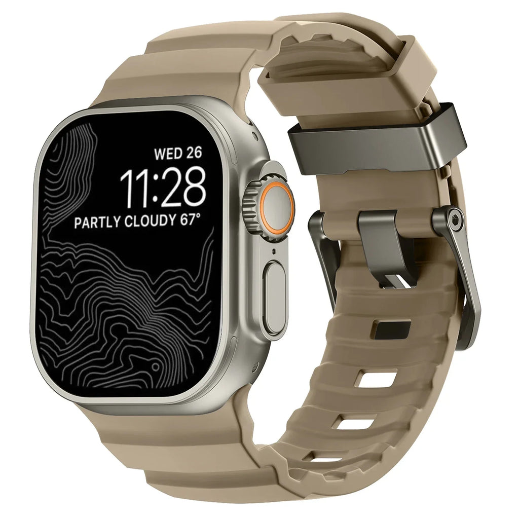 Толстый коричневый силиконовый сменный ремешок для Apple Watch