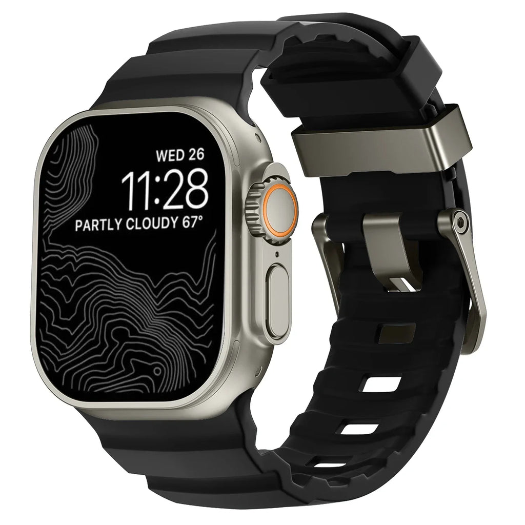 Толстый черный силиконовый сменный ремешок для Apple Watch