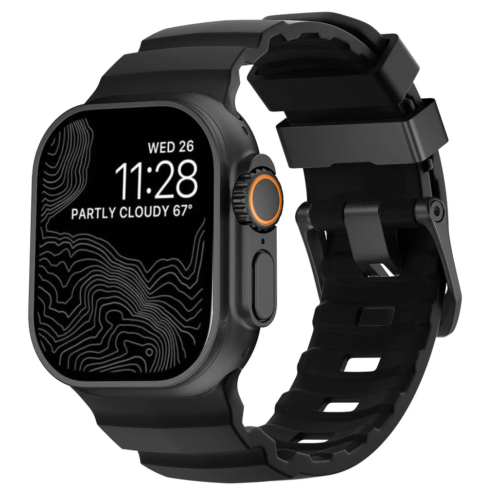 Толстый черный силиконовый сменный ремешок для Apple Watch