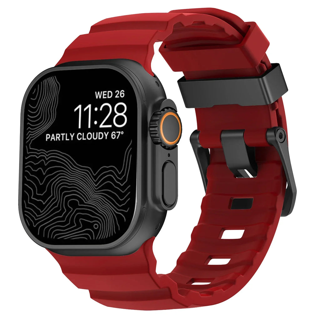 Толстый красный силиконовый сменный ремешок для Apple Watch