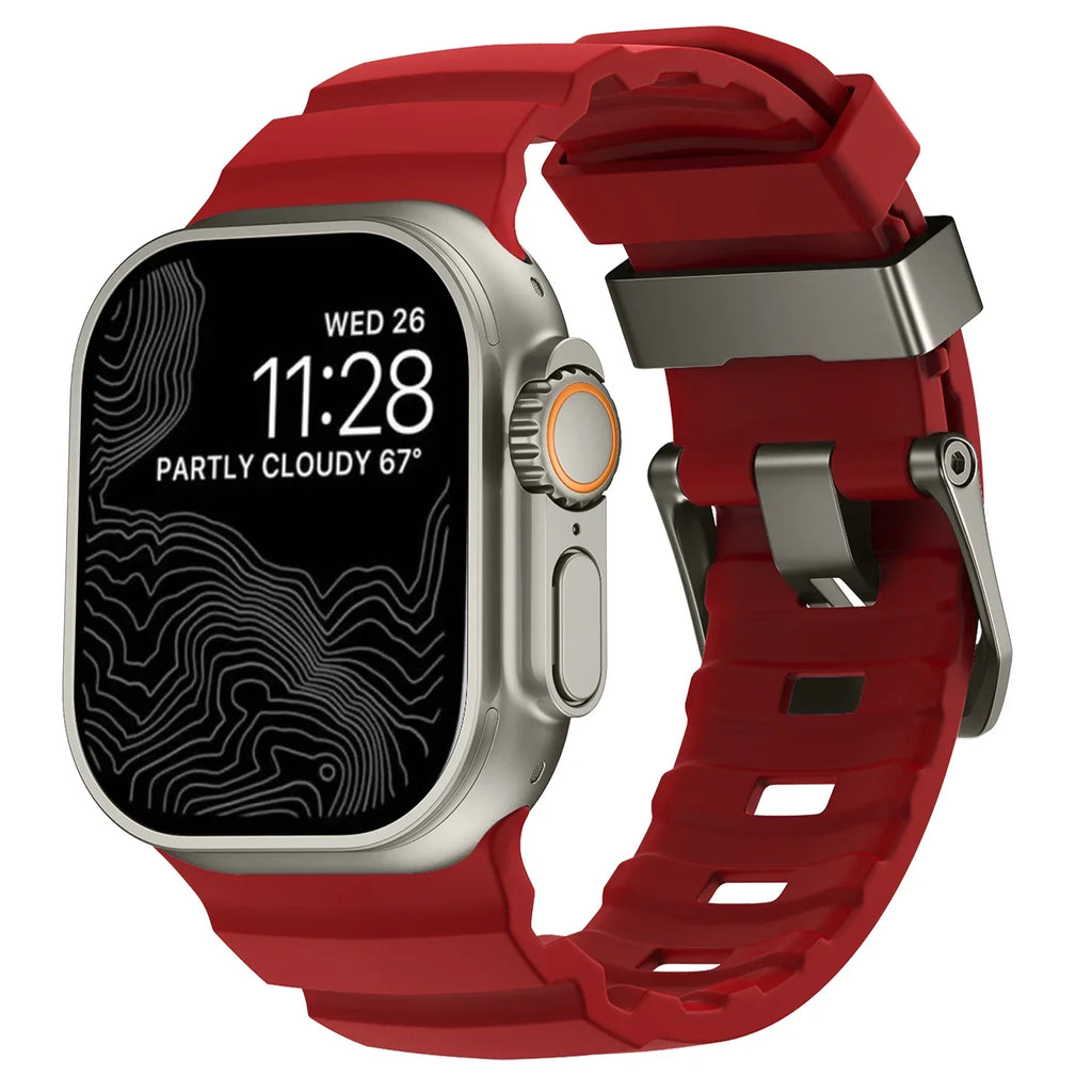 Толстый красный силиконовый сменный ремешок для Apple Watch