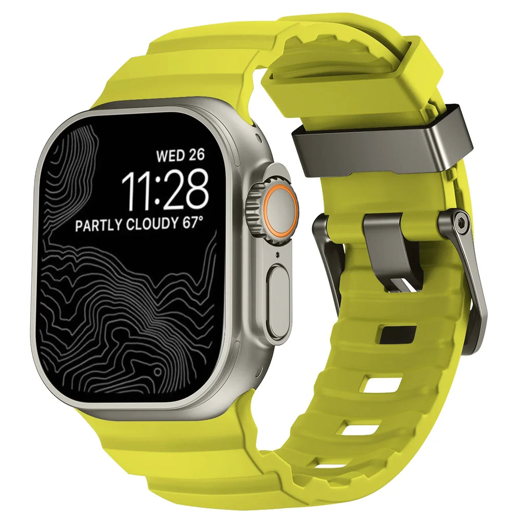 Толстый зелено-желтый силиконовый сменный ремешок для Apple Watch