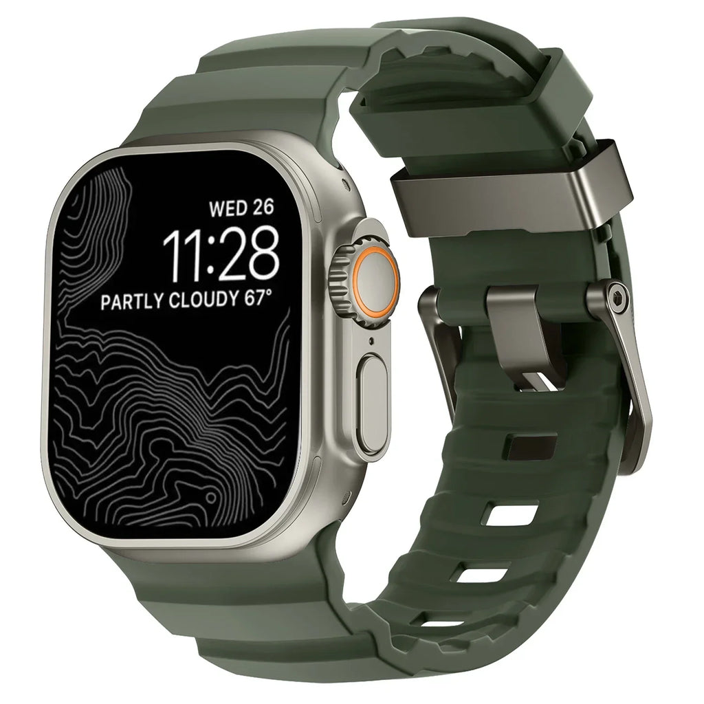 Толстый зеленый силиконовый сменный ремешок для Apple Watch