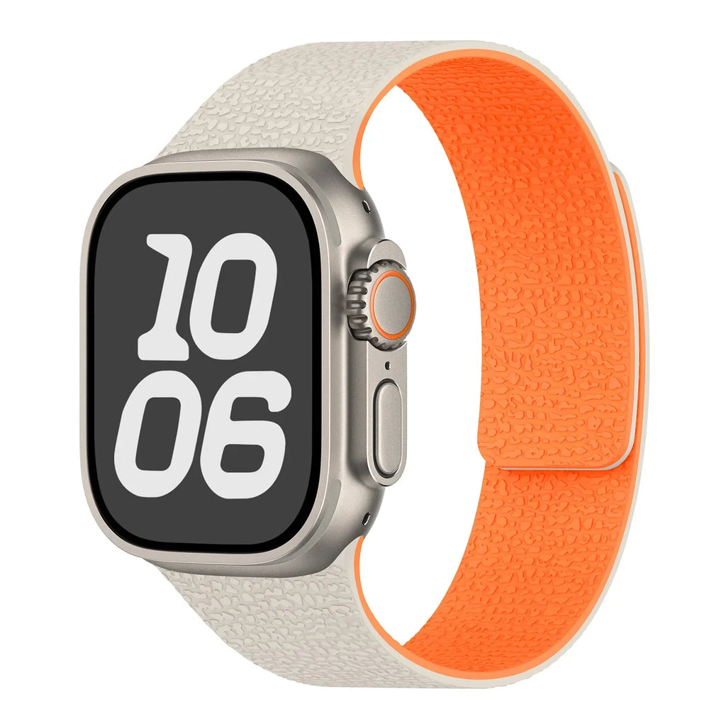 Сменный ремешок для Apple Watch из магнитного силикона бежево-оранжевый
