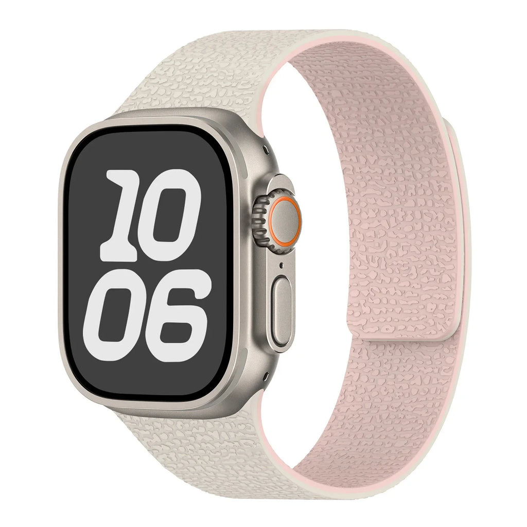 Сменный ремешок для Apple Watch из магнитного силикона бело-розовый