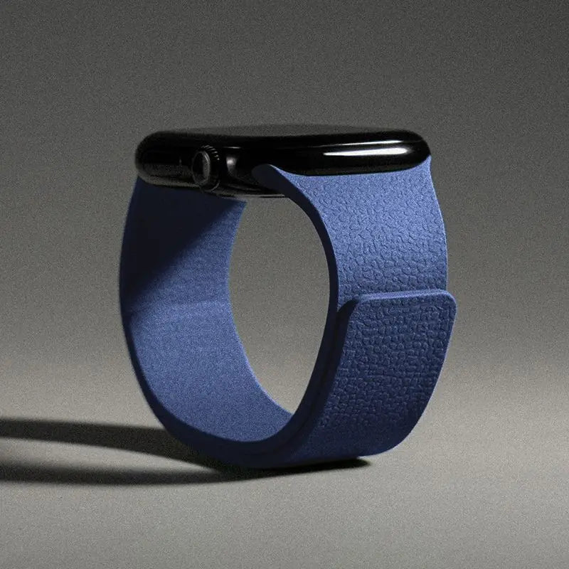 Replacement Apple Watch band in magnetic silicone blue