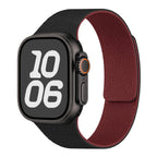 Сменный ремешок для Apple Watch из магнитного силикона чёрно-бордовый