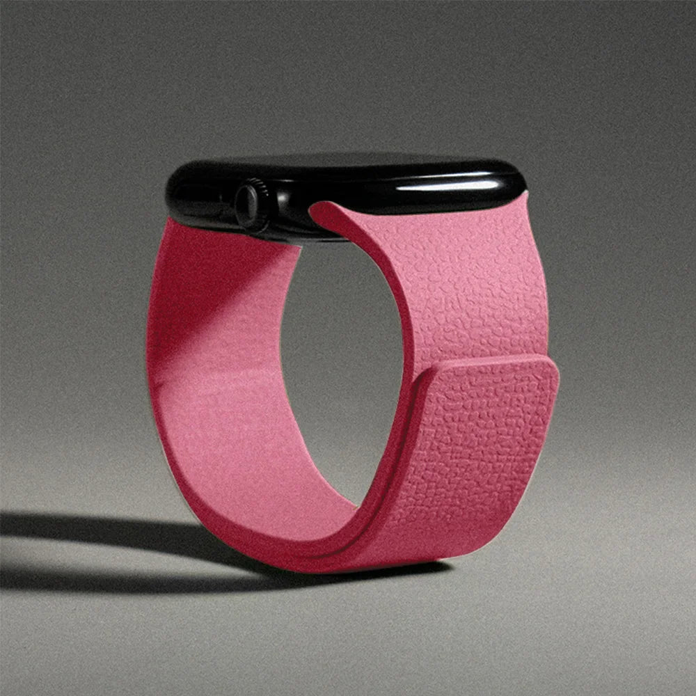 Replacement Apple Watch band in magnetic silicone pink