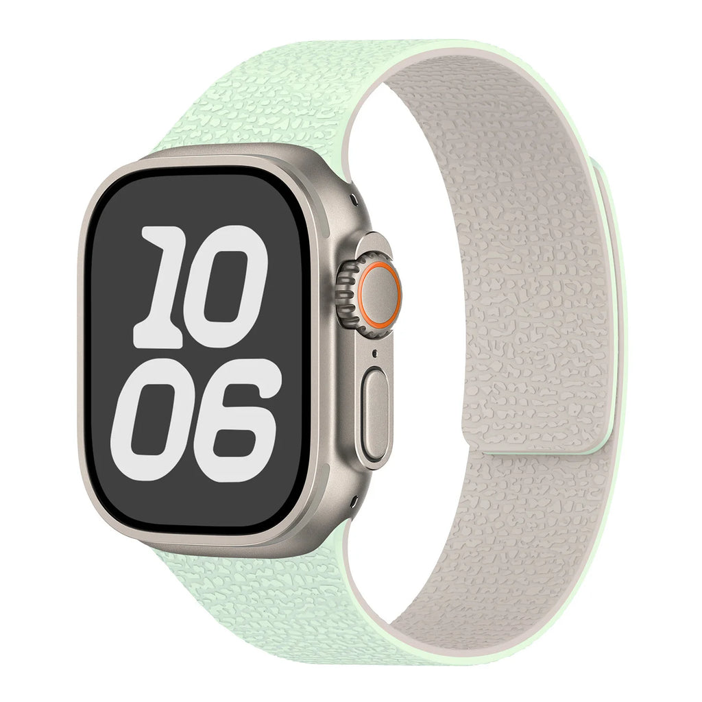 Сменный ремешок для Apple Watch из магнитного силикона мятно-зелёно-белый