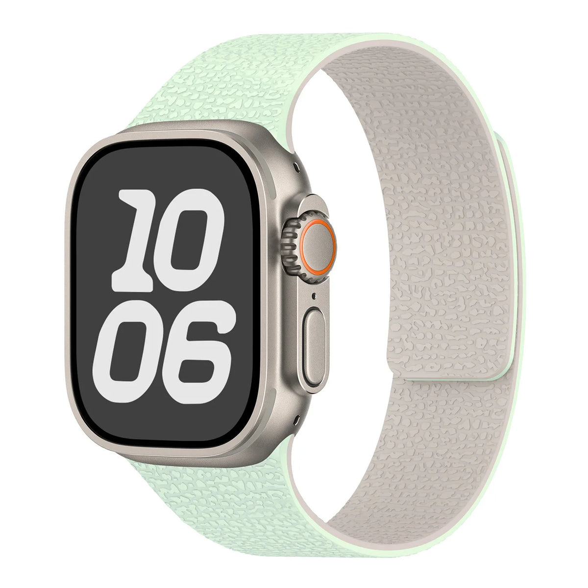 Replacement Apple Watch band in magnetic silicone mint green white
