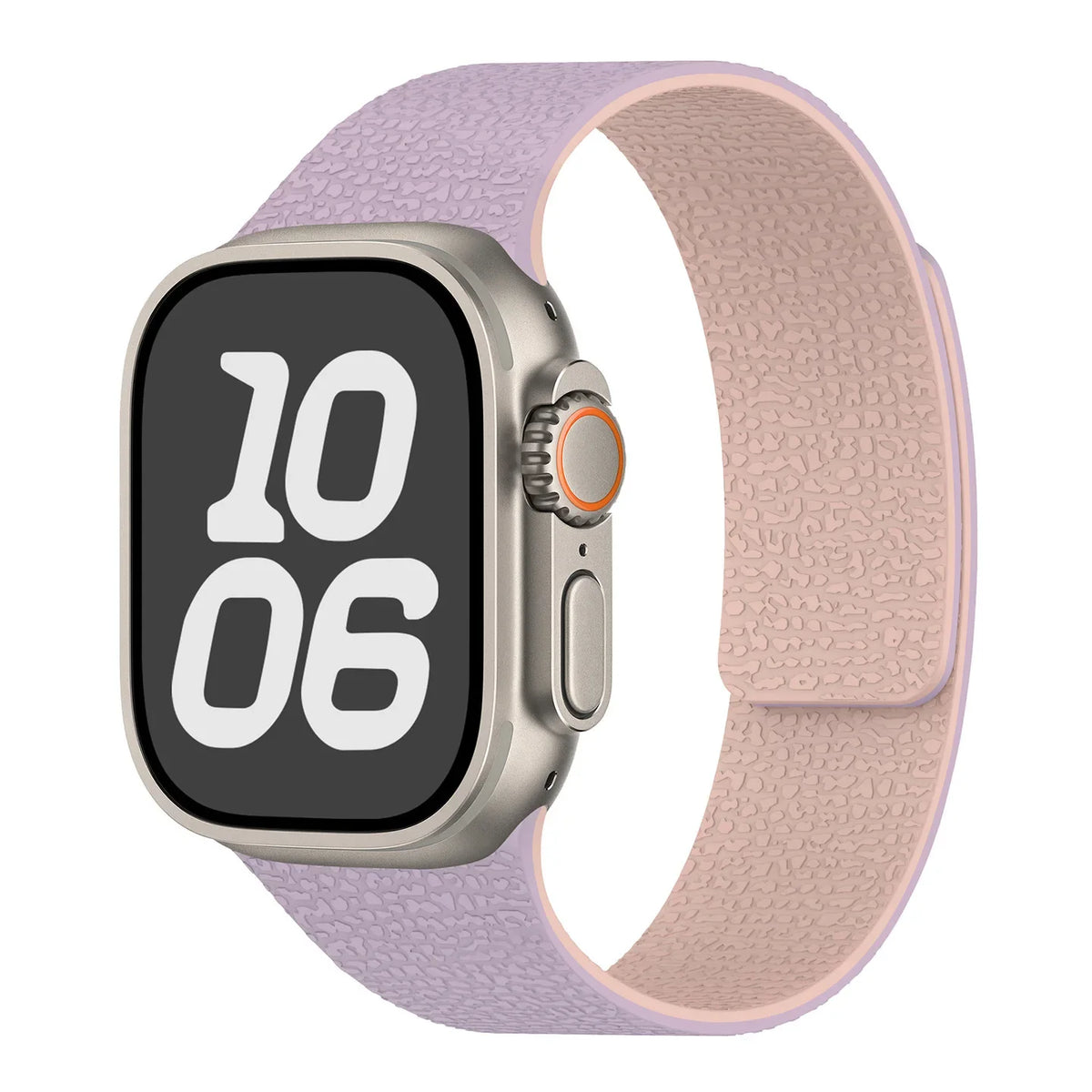 Replacement Apple Watch band in magnetic silicone purple pink