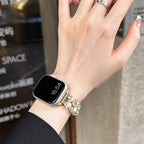 Сменный ремешок для Apple Watch со стразами и золотистыми бусинами и жемчужинами