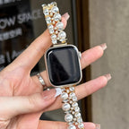 Сменный ремешок для Apple Watch со стразами и золотистыми бусинами и жемчужиной