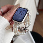 Сменный ремешок для Apple Watch со стразами и белыми бусинами