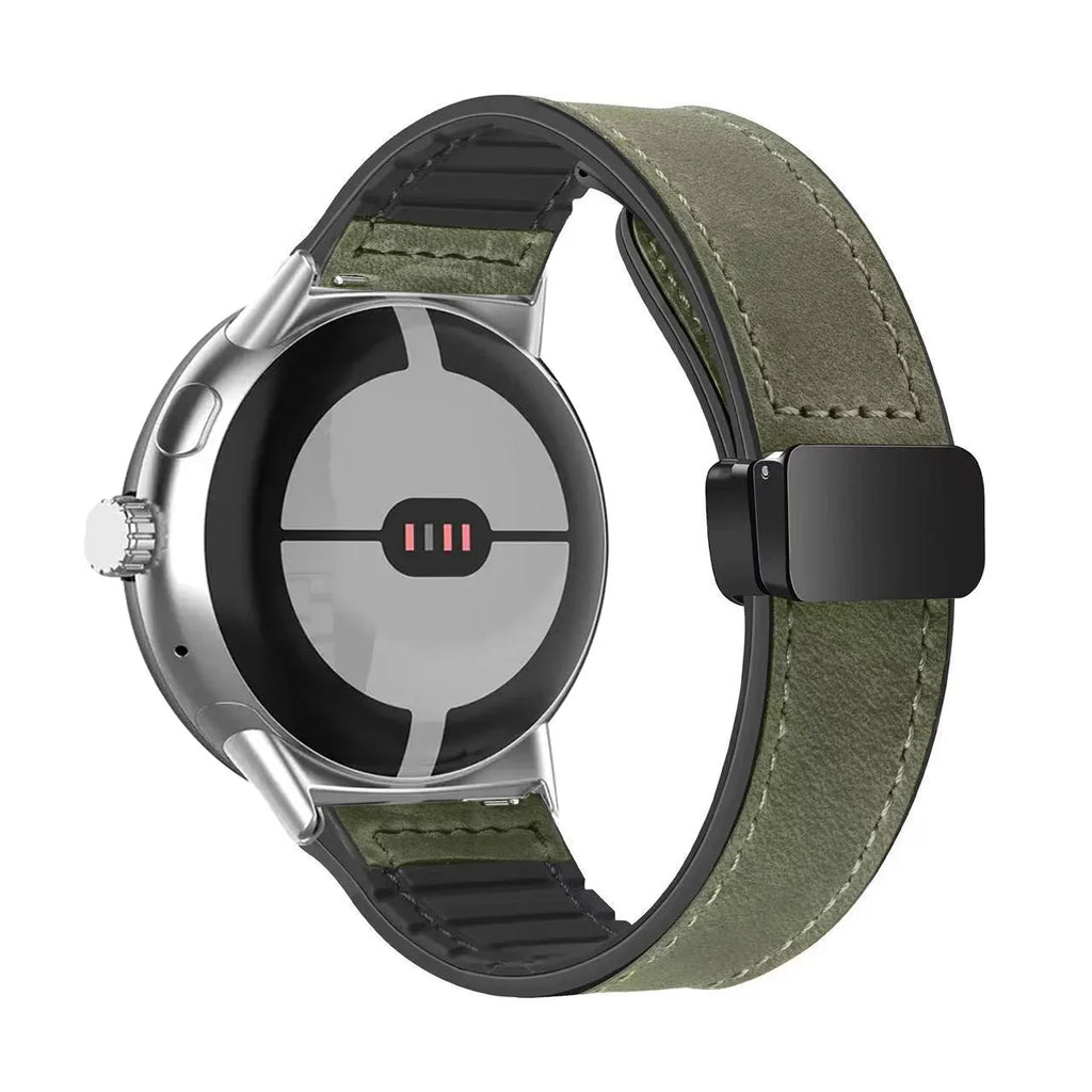 Сменный ремешок для Google Pixel Watch 1, 2, 3, 4, 41 мм, 45 мм, из зелёной кожи