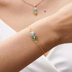 Elegant Blue Tulip Flower Bracelet