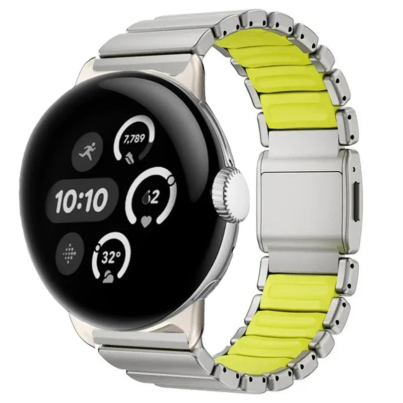 Stainless steel bracelet for Google Pixel Watch 3, 4, 45mm grey and apple green