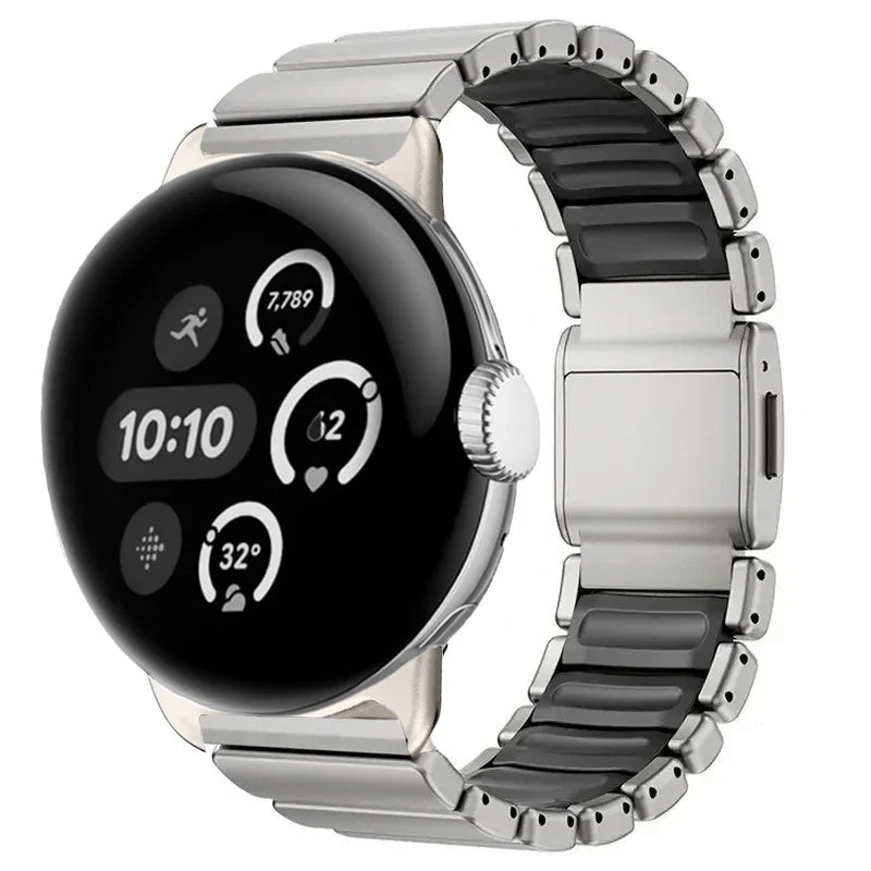 Stainless steel bracelet for Google Pixel Watch 3, 4, 45mm silver and black