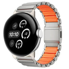 Браслет из нержавеющей стали для Google Pixel Watch 3, 4, 45 мм серебристый и оранжевый